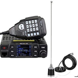 Retevis RT95 Mobile Radio with NMO Antenna and Magnet Mount Base, Dual Band Mobile Transceiver 200 Channels 180 Degree Rotatable LCD Display, 2m 70cm Mini Mobile Two Way Radio for RV 4x4 Offro