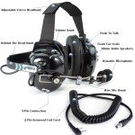 Rugged Radios Noise Reduction Behind The Head Headset with Adaptor Cable for Two Way Racing Radios Compatible Baofeng UV-5R Retevis RT68 RA89 RA79 F8HP 5RM RH5R V3 R1 GMR2 RDH16 and Kenwood