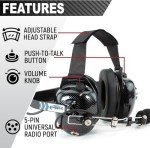 Rugged Radios Noise Reduction Behind The Head Headset with Adaptor Cable for Two Way Racing Radios Compatible Baofeng UV-5R Retevis RT68 RA89 RA79 F8HP 5RM RH5R V3 R1 GMR2 RDH16 and Kenwood