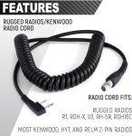 Rugged Radios Noise Reduction Behind The Head Headset with Adaptor Cable for Two Way Racing Radios Compatible Baofeng UV-5R Retevis RT68 RA89 RA79 F8HP 5RM RH5R V3 R1 GMR2 RDH16 and Kenwood