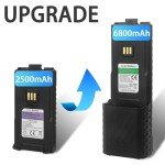 BAOFENG 5RM Battery,6800mAh High Capacity USB-C Charging 7.4V Extended Battery 5RM GM-5RH UV-5G Plus UV-5RH Series Two-Way Radio (8 Pack)