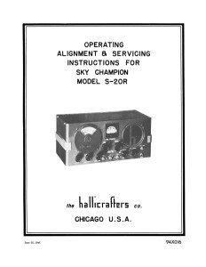 Hallicrafters S-20R S20R Sky Champion Alignment and Servicing Manual