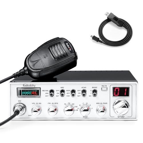 Radioddity QT40 10 Meter SSB Ham Radio, Digital Noise Reduction 40W High Power Amateur Radio with NOAA Alert, AM/FM/PA Mobile Transceiver with CTCSS/DCS, USB Programming Cable, Perfect for Truck