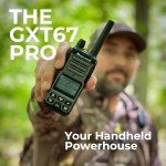 Midland GXT67 PRO GMRS Radio - Two-Way Midland Walkie Talkie - Repeater Capable, IP67 Waterproof, Active Noise Canceling, Hands-Free Operation, 99 Channels, 16-Hour Battery