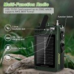 Greadio Portable Shortwave Radios with NOAA Weather Radio, 14800mWh Digital Radio AM FM with Bluetooth 5.4, Crank/Solar/USB Charging, Support USB/TF, Charger Pack/SOS/Flashlight for Outdoor, Emergency
