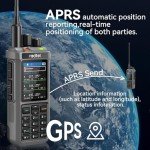 Radtel RT-880G GPS APRS 10w Ham Radio Walkie Talkie Portable CB Radio 1024 Channels HF SSB Rx with Cross-Band Repeater, 2.4 Inch Color Display with Programming Cable SW/MW Antenna