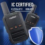Radtel RT12 Rechargeable Walkie Talkies for Adults Long Range Handheld FRS Two Way Radio 16CH Handsfree VOX for Camping Hiking (4 Pack) (Black)