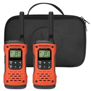 Motorola Solutions, Portable FRS, T605_H2O, Talkabout, Two Way Radios Waterproof Walkie Talkie Emergency Preparedness, Rechargeable, 22 Channel, 35 Mile, Orange W/Black, 2 Pack