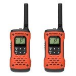 Motorola Solutions, Portable FRS, T605_H2O, Talkabout, Two Way Radios Waterproof Walkie Talkie Emergency Preparedness, Rechargeable, 22 Channel, 35 Mile, Orange W/Black, 2 Pack