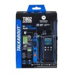 Motorola Solutions, Portable FRS, T802, Talkabout, Two-Way Radios Waterproof IP54 Walkie Talkie Emergency Preparedness, Rechargable, 22 Channel, 35 Mile, Black W/Blue, 2 Pack