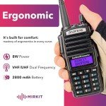 Mirkit 10x Baofeng radios UV-82 MK5 8W Max Power 2024 VHF/UHF 144-148/420-450 mhz Walkie Talkies with Baofeng Battery 1800 mAh & FTDI Programming Cable, Mirkit Software+ 1 Radio for Gift