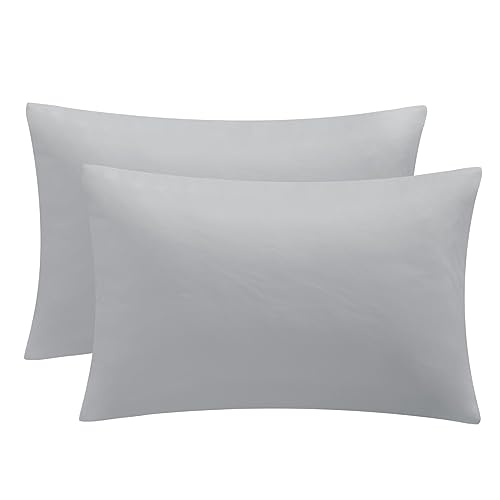 Grey Microfiber Standard Pillowcases, 2-Pack