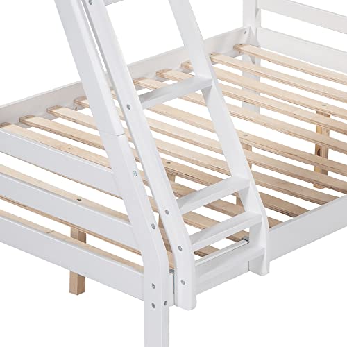 L-Shaped Triple Bunk Bed with Built-in Desk and Ladders