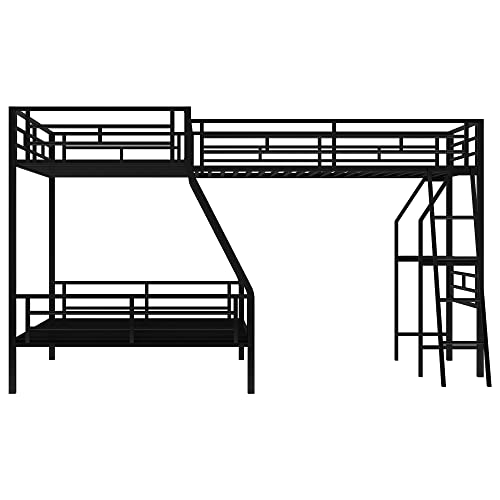 Triple Bunk Beds with Loft & Desk - L-Shaped