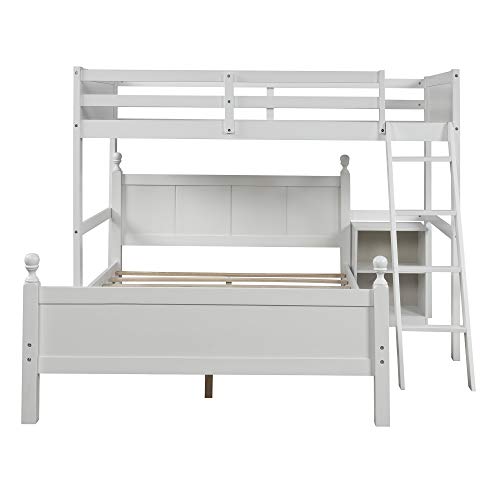 BIADNBZ Twin Over Full Loft Bed with Cabinet and Ladder