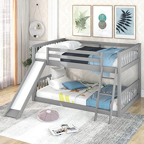 GLORHOME Convertible Slide Bunk Bed, Grey