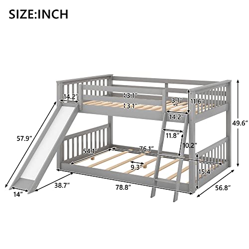 GLORHOME Convertible Slide Bunk Bed, Grey