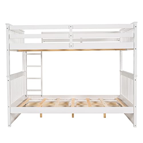 Solid Wood Full Over Full Bunk Bed with Storage