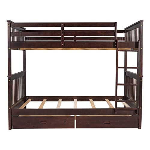 Solid Wood Full Over Full Bunk Bed, Espresso