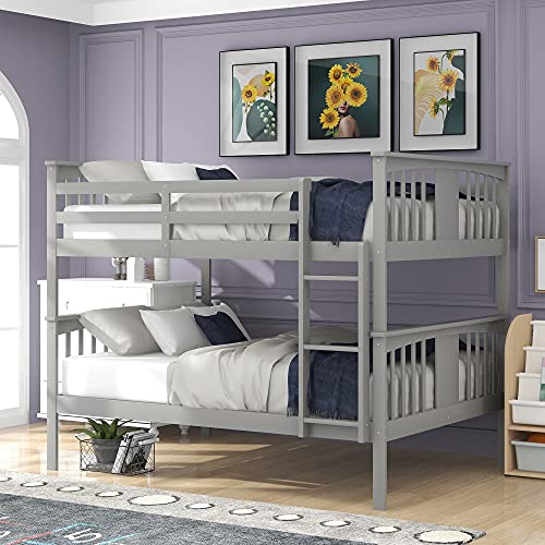 Tensun Full Size Wood Bunk Bed, Grey
