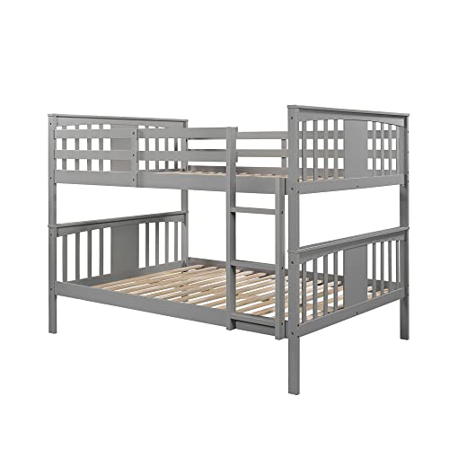 Tensun Full Size Wood Bunk Bed, Grey