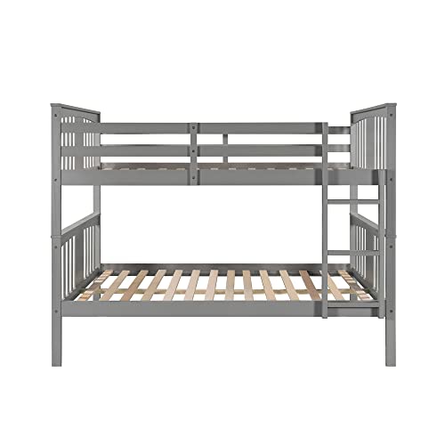 Gray Full Over Full Bunk Bed with Ladder