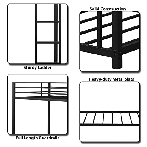 Metal Bunk Beds with Guard Rails, Full Size
