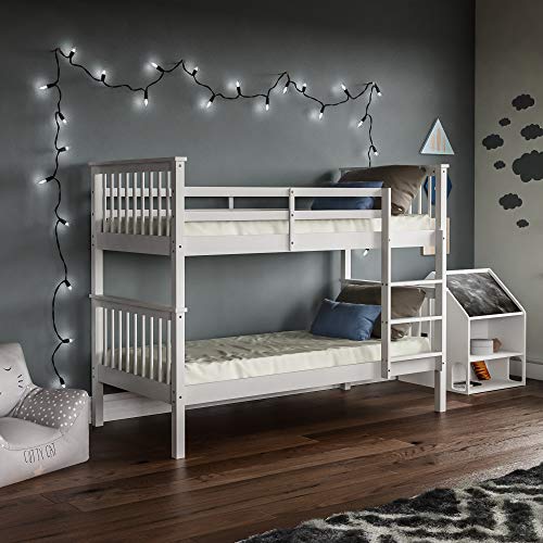 Milan Solid Pine White Bunk Bed for Kids