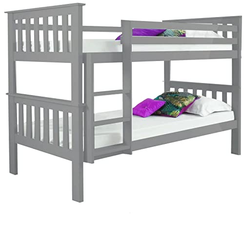 Grey Wooden Bunk Bed with Desk or Drawer