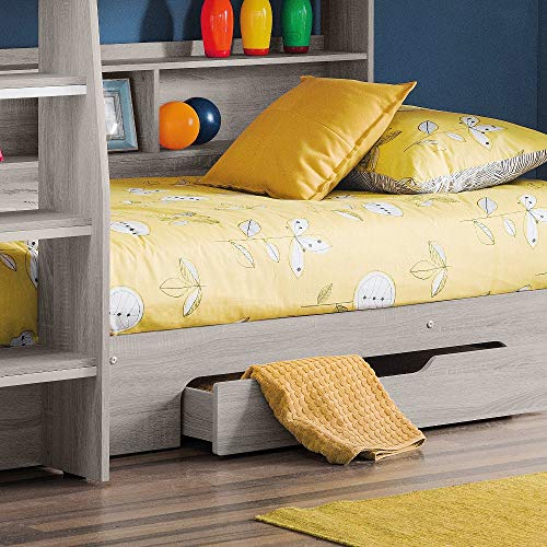 Orion Grey Wooden Bunk Bed with Storage Drawer