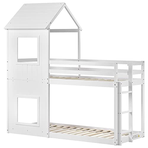 Treehouse Bunk Bed for Kids, White
