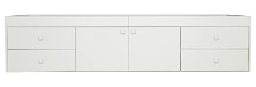 White storage bunk bed with drawers