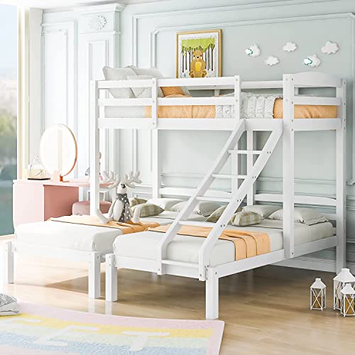 Triple Sleeper Bunk Bed - Solid Wood, White