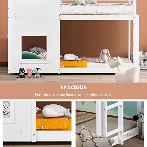 Modern Kids Bunk Bed with Treehouse Canopy