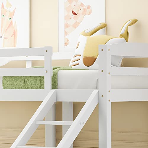 Triple Sleeper Bunk Bed with Side Ladder, Solid Wood