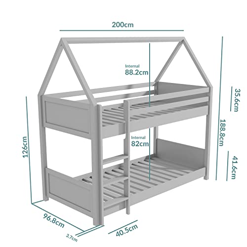 Coco House Bunk Bed in Light Grey