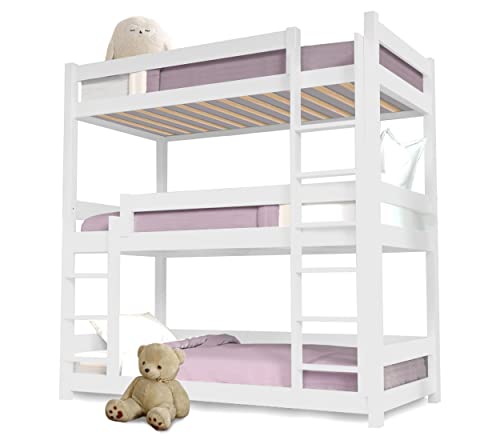 Triple Bunk Bed for Kids, Pine Wood