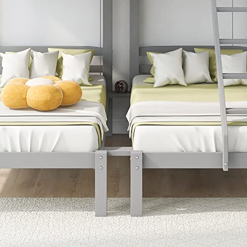 Merax Triple Bunk Bed for Kids/Teens - Gray