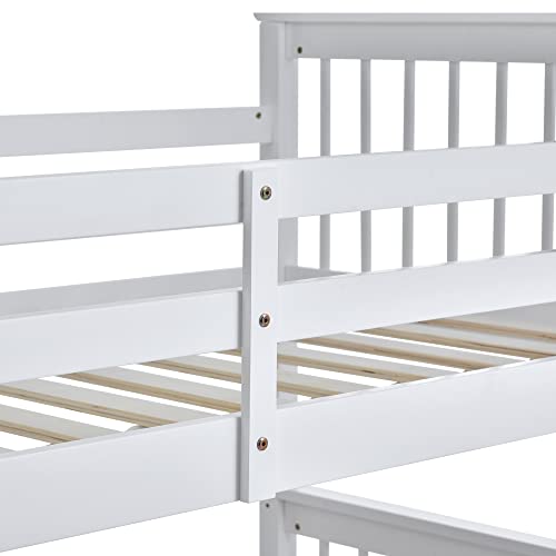 Triple Bunk Bed, Single & Double Sleeper, Solid Wood, White