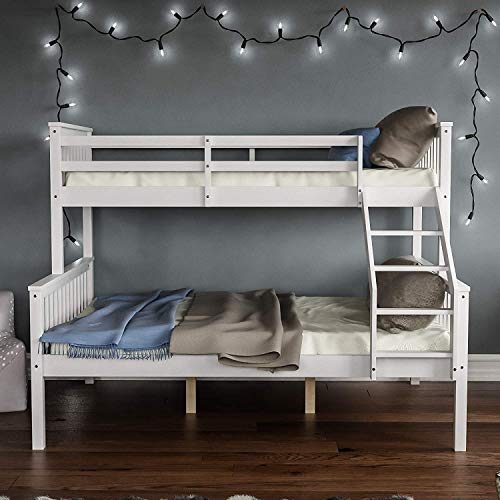 Family Triple Bunk Bed, Solid Wood Frame (White)