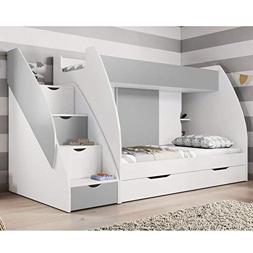 Funky Grey and White Bunk Bed with Storage