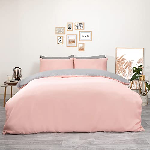 Blush Pink Grey Double Bedding Set