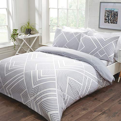 Grey Geometric Reversible King Bedding Set