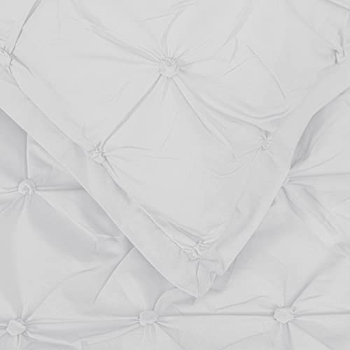 White Ruched Geometric Duvet Cover Set - Super King