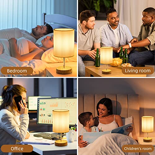 Bedside Lamp Set with Dimmer & LED Bulbs
