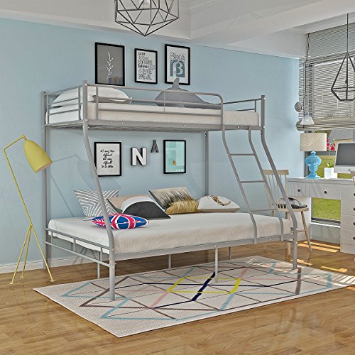 White Metal Triple Bunk Bed for Adults