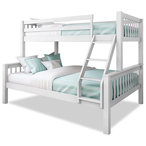 White Triple Bunk Bed with Ladder, Pine Wood
