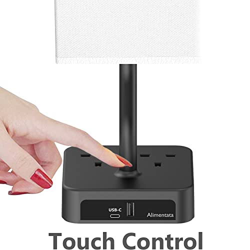 White Touch Lamp with USB Charging Ports