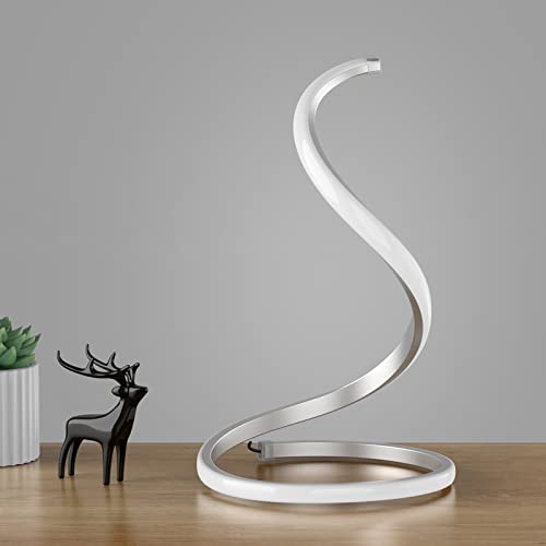 Silver Spiral Modern Table Lamp for Bedroom