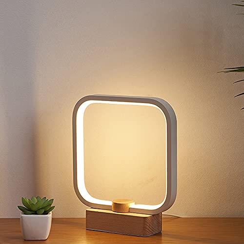 Wooden LED Bedside Lamp with Dimmable Lighting